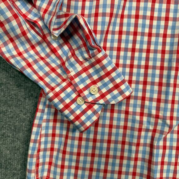 Tailorbyrd Mens Size 2XLT Gingham Button Up Shirt Red Blue Cotton Long Sleeves - Picture 4 of 9